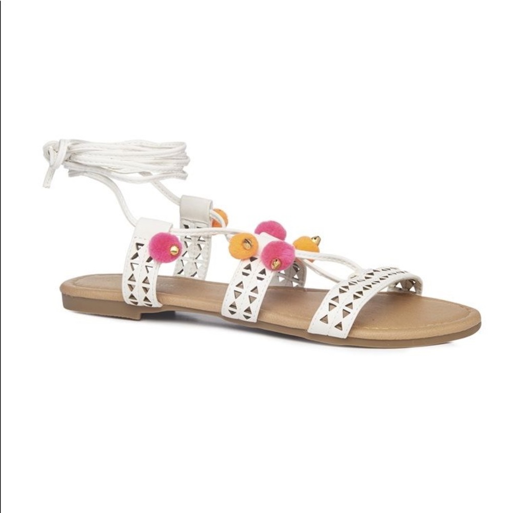 Primark White Pom Pom Sandals